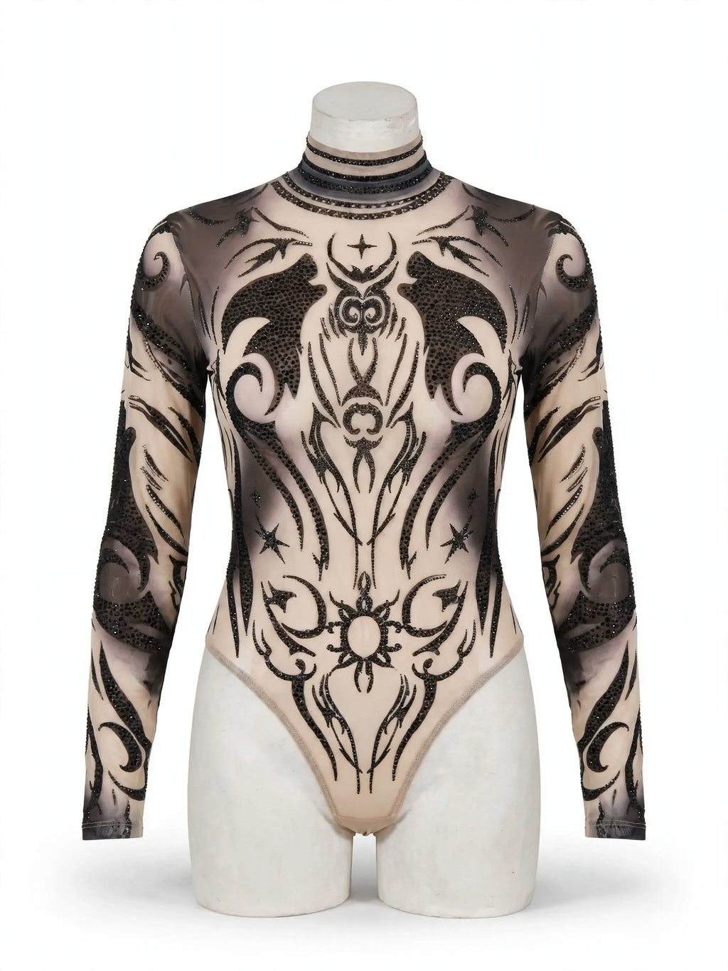 Dövme Desenli Transparan Bodysuit - ghost ön