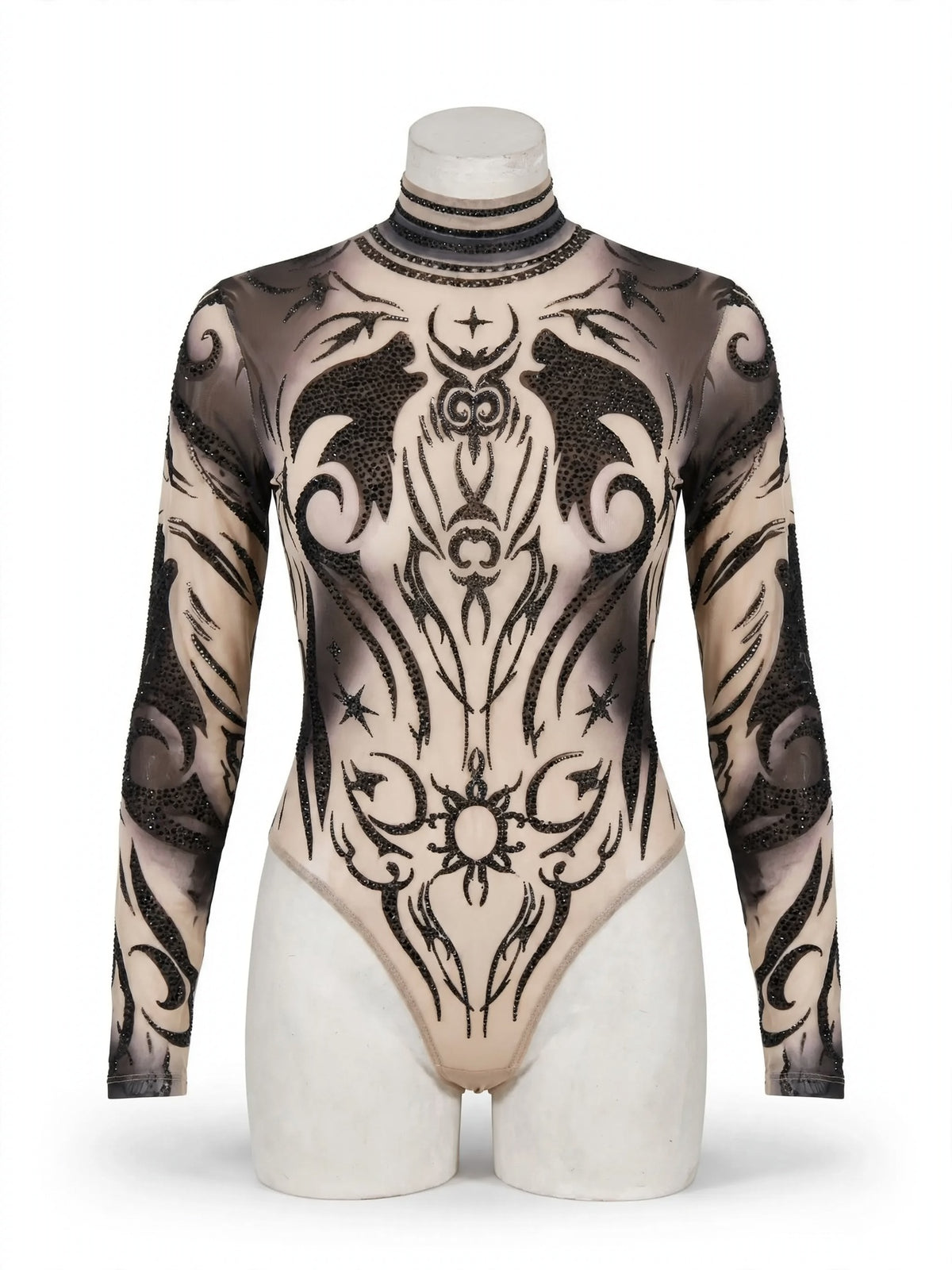 Dövme Desenli Transparan Bodysuit - ghost ön