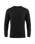 Long-Sleeve Stretch Cotton siyah tişört — ön