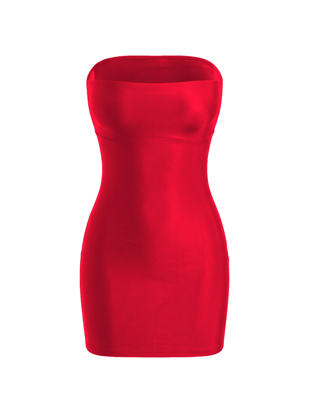 Straplez Kesim Mini Korse Elbise - Red - ön