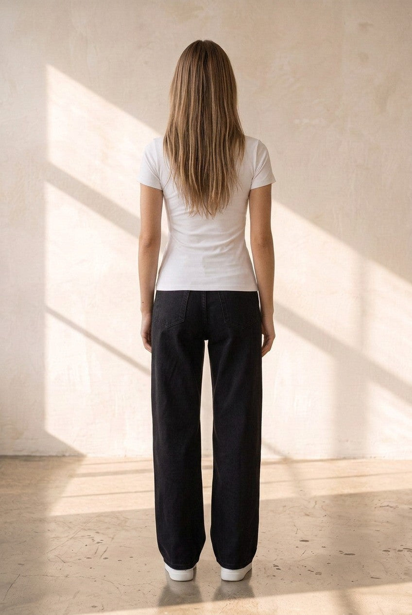 Short Sleeve Fitted Turtleneck Blouse