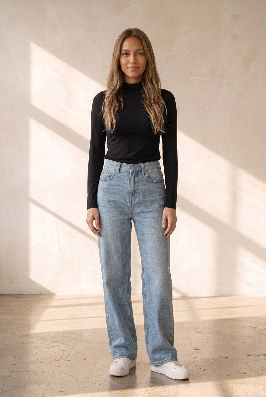 Mock-Neck Long Sleeve Blouse