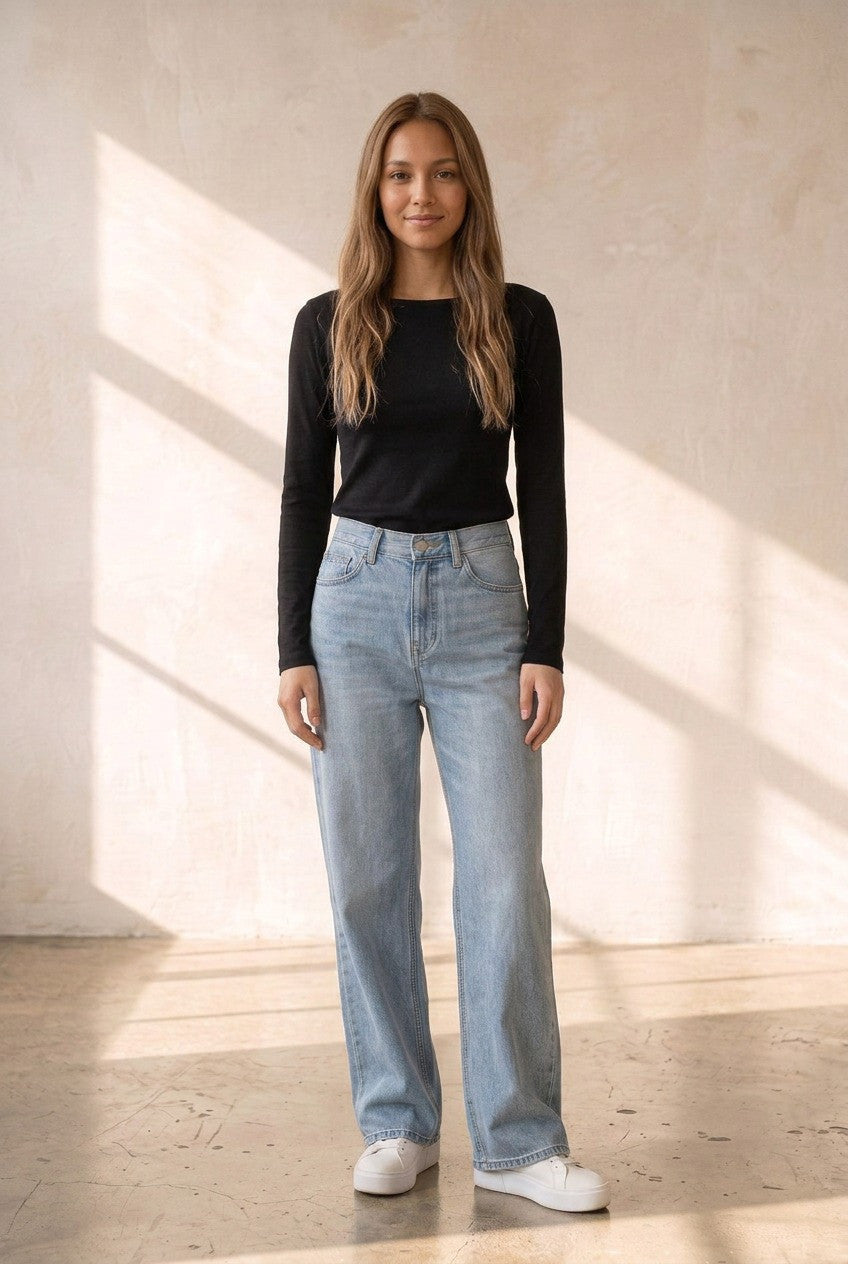 Boat-Neck Long-Sleeve Blouse
