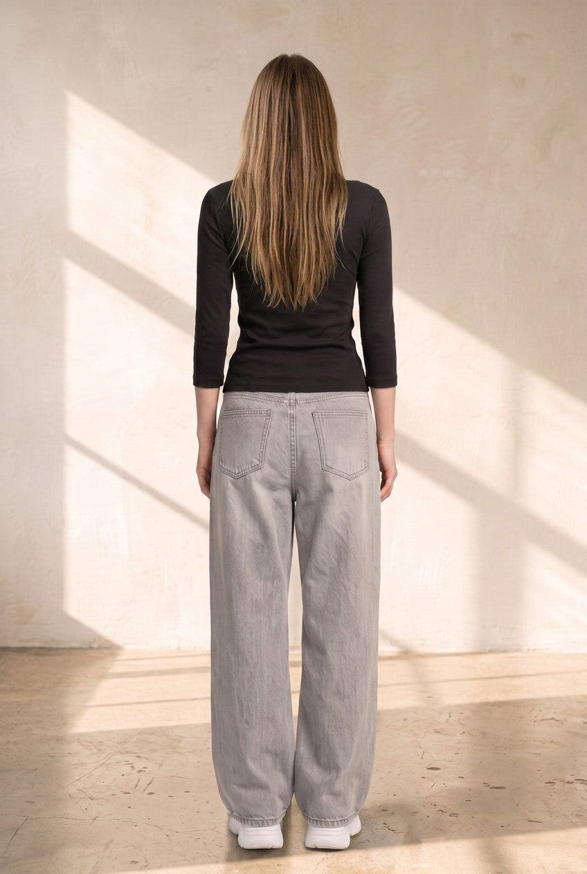 Ribbed Boat-Neck Blouse