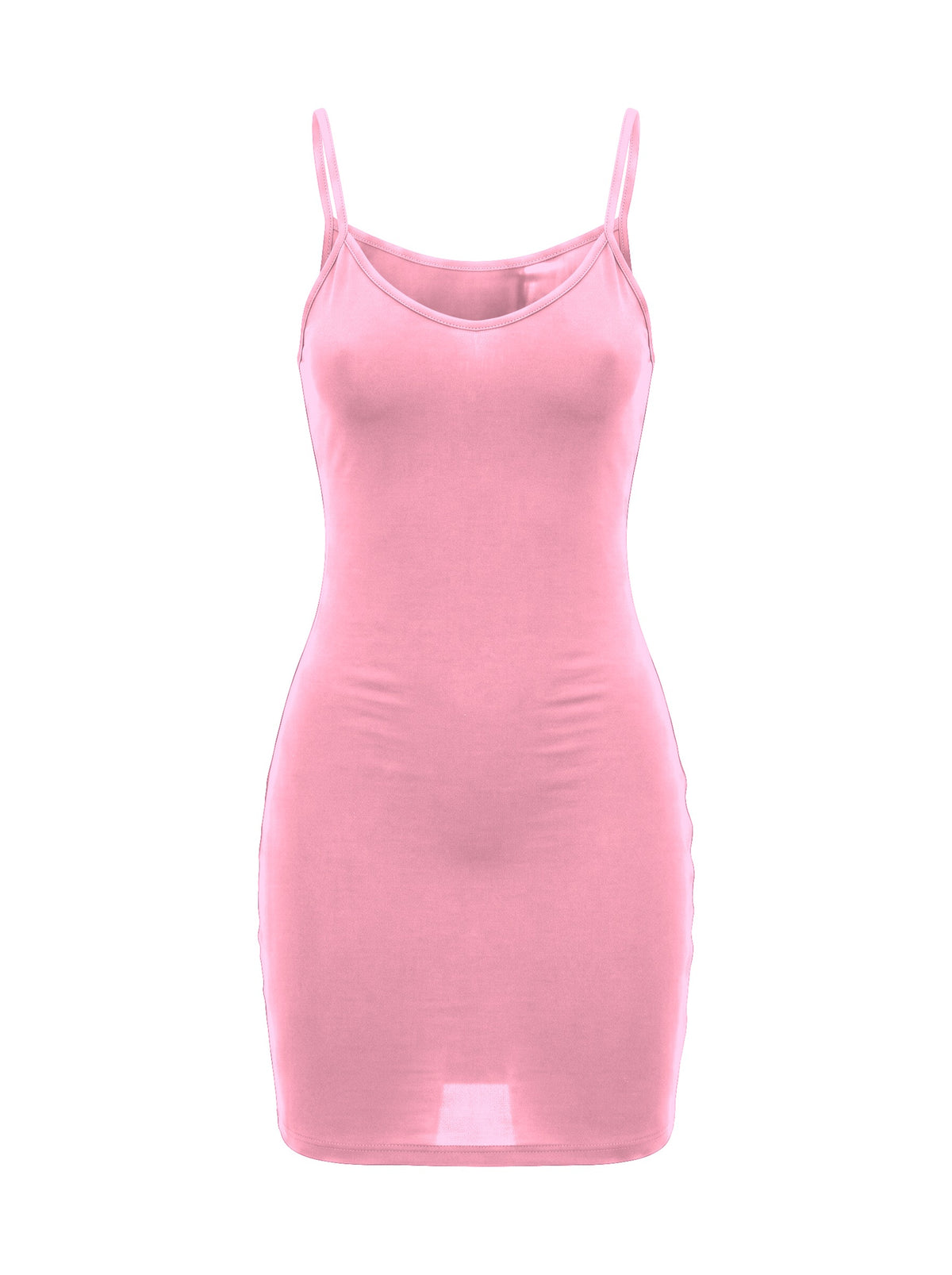 Askılı Dar Kesim Mini Elbise - Pink - ön