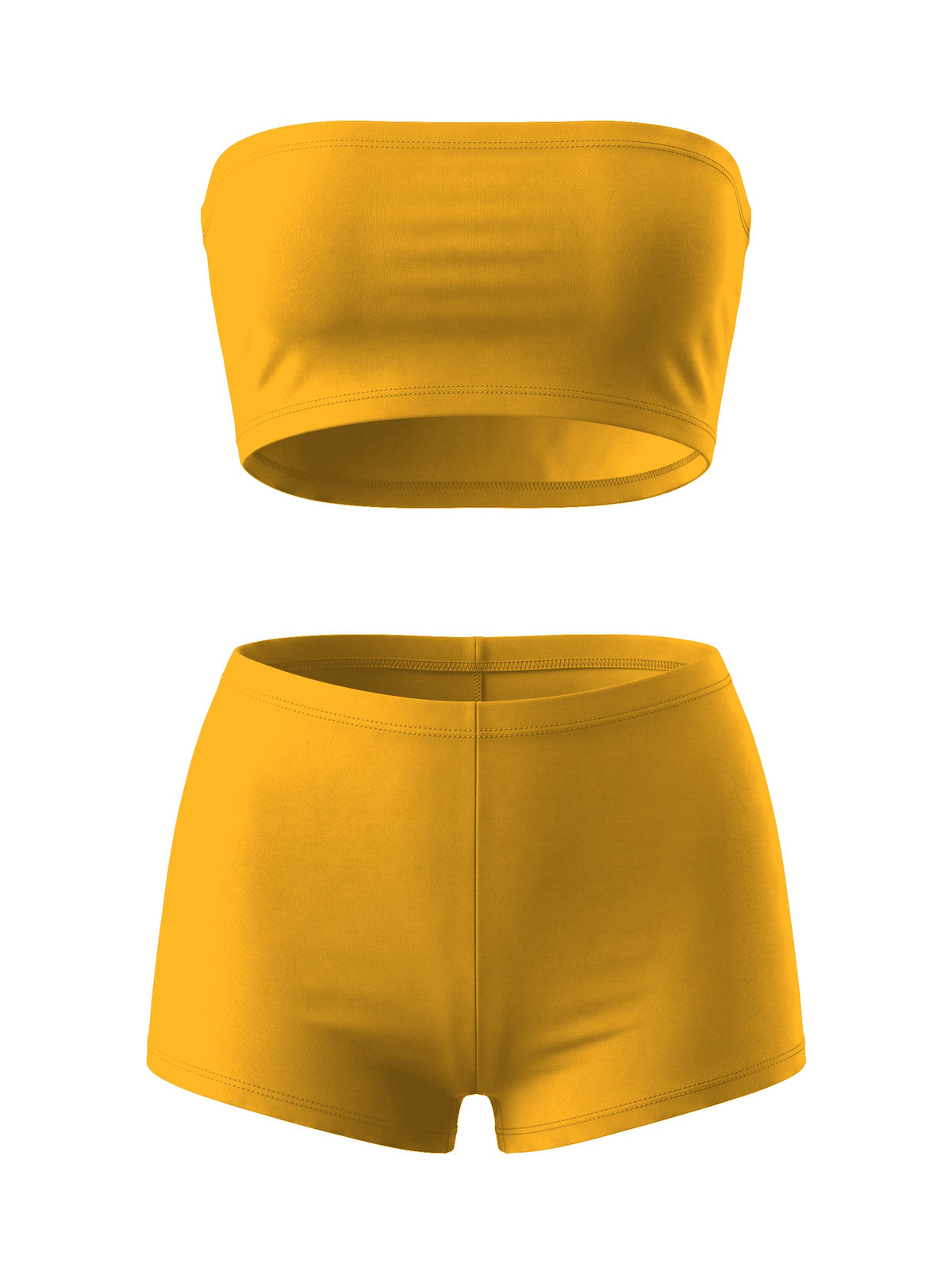 Straplez Büstiyer Ve Booty Şort Takım Black - Ochre - ön